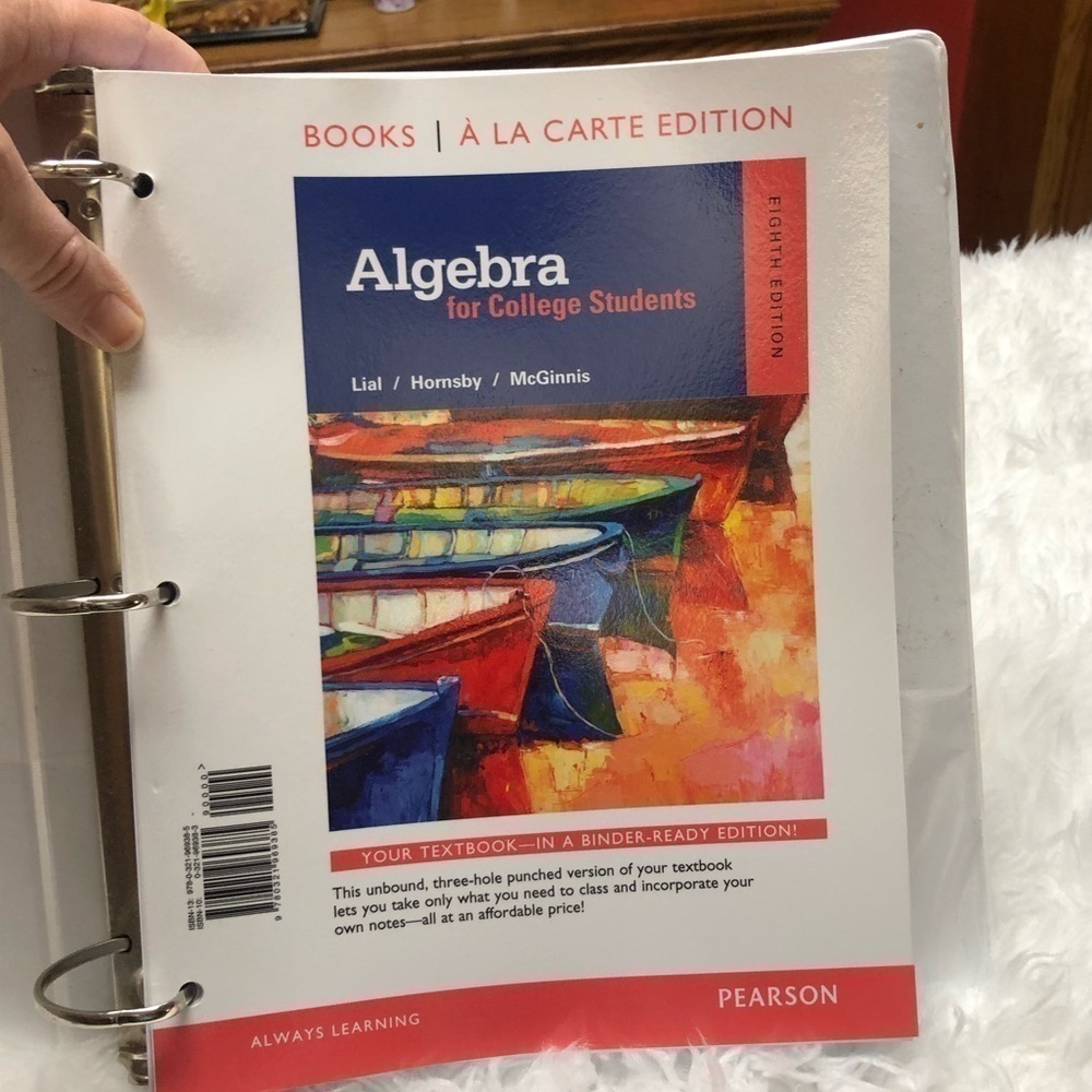 ALGEBRA for College Students 8th Edition Loose Leaf Pages with Binder